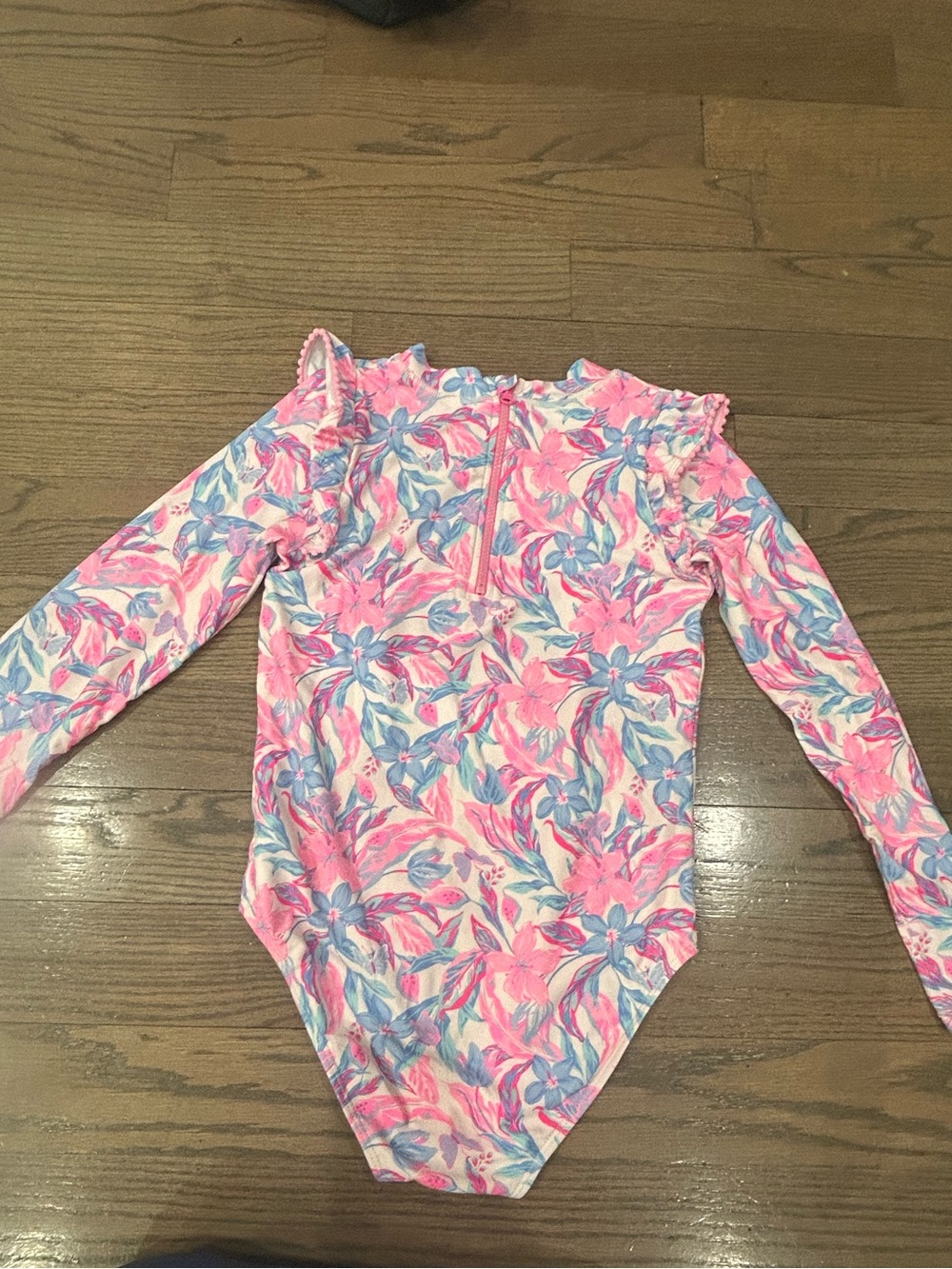Girls Floral Long Sleeve One-Piece Swimsuit Size 12